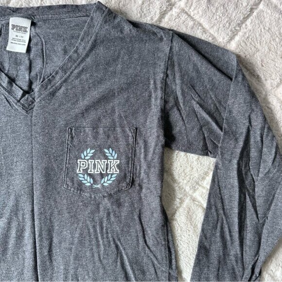 Victoria's Secret PINK | Long Sleeve V-Neck Pocket Tee | Size Extra Small - Picture 8 of 12
